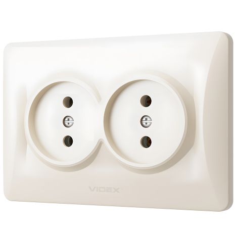 Двойная огнеупорная розетка VIDEX BINERA VF-BNSK2-CR, кремовая Двойная огнеупорная розетка VIDEX BINERA VF-BNSK2-CR, кремовая