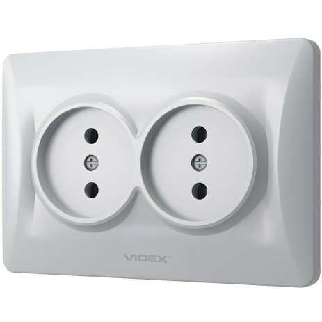 Усиленная двойная розетка VIDEX BINERA VF-BNSK2-SS серебристая Усиленная двойная розетка VIDEX BINERA VF-BNSK2-SS серебристая