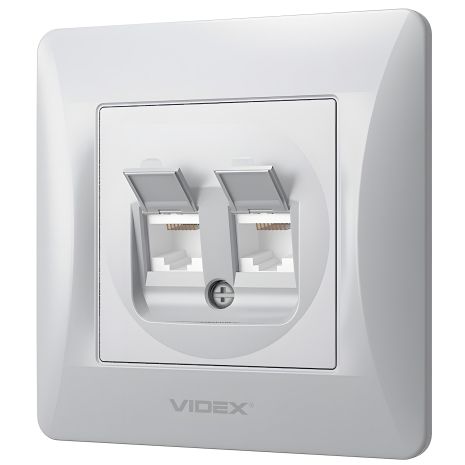 Комп’ютерна розетка CAT6 VIDEX BINERA VF-BNSK2PC6-SS срібляста