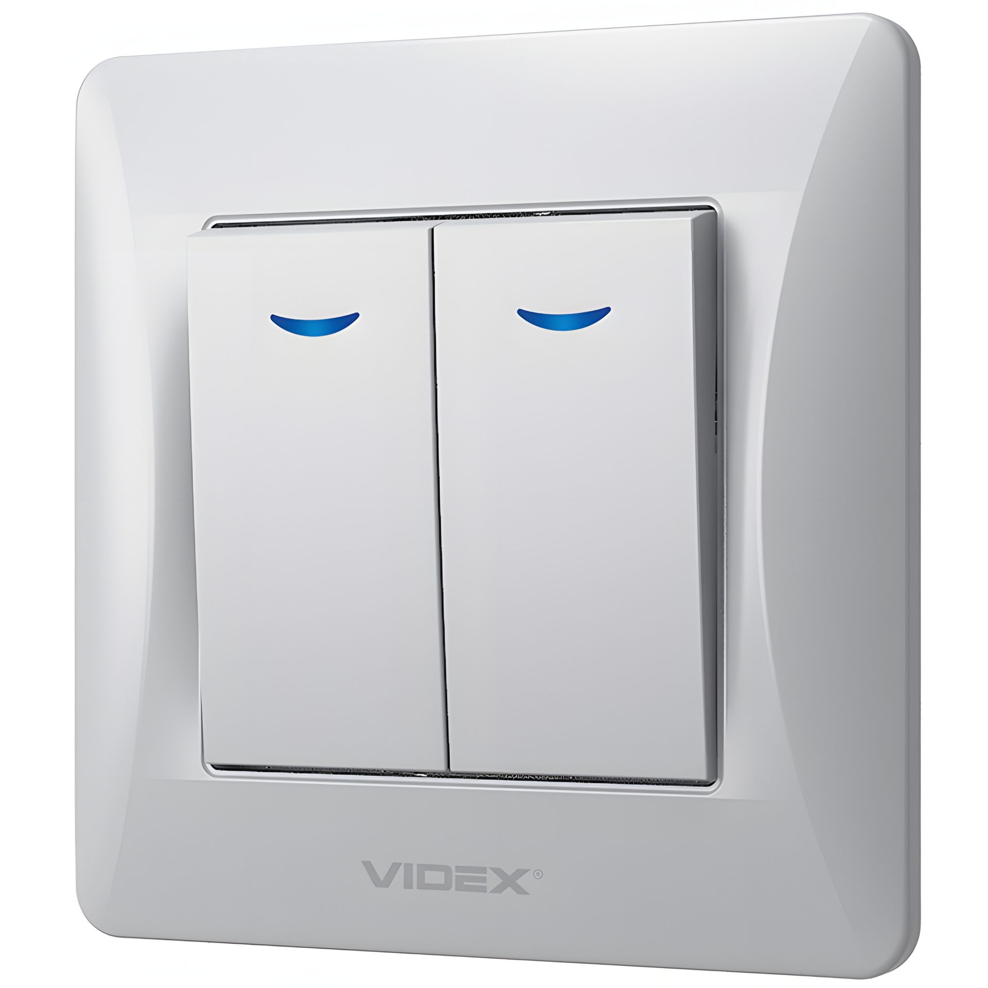 2-клавішний вимикач VIDEX BINERA з підвищеною вогнетривкістю та підсвічуванням VF-BNSW2L-SS сріблястий 2-клавішний вимикач VIDEX BINERA з підвищеною вогнетривкістю та підсвічуванням VF-BNSW2L-SS сріблястий