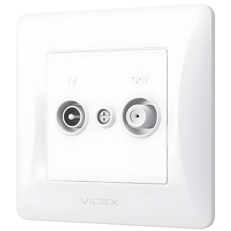 Комбинированная розетка TV+SAT, VIDEX BINERA VF-BNSK2TVSATE-W, белая