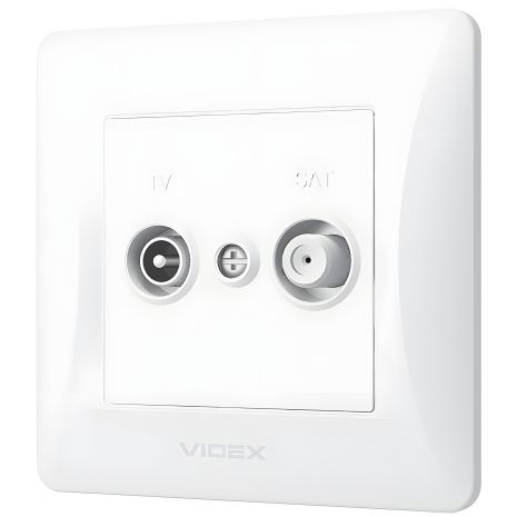 Комбинированная розетка TV+SAT, VIDEX BINERA VF-BNSK2TVSATE-W, белая