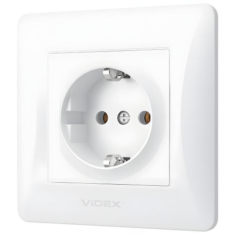 Огнеупорная розетка VIDEX BINERA VF-BNSK1G-W белая с заземлением