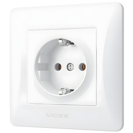 Огнеупорная розетка VIDEX BINERA VF-BNSK1G-W белая с заземлением