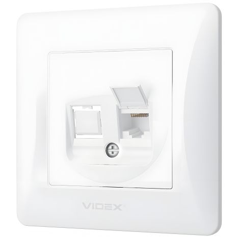 Компьютерная розетка CAT6 VIDEX BINERA VF-BNSK1PC6-W белая, одинарная