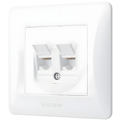 Компьютерная двойная розетка CAT6 VIDEX BINERA VF-BNSK2PC6-W белая