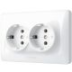 Розетка подвійна з заземленням і вогнетривка VIDEX BINERA VF-BNSK2G-W біла