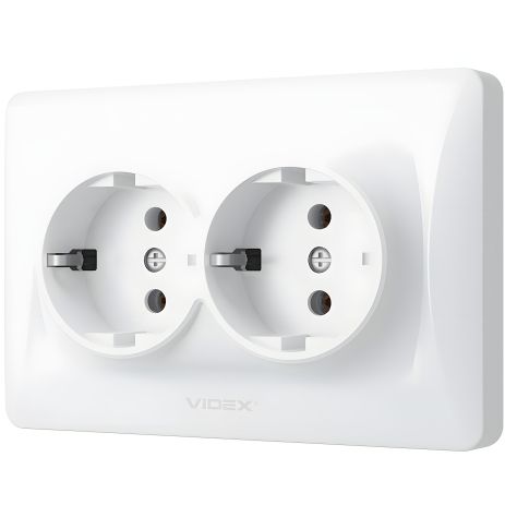 Двойная розетка с заземлением и огнеупорностью VIDEX BINERA VF-BNSK2G-W белая Двойная розетка с заземлением и огнеупорностью VIDEX BINERA VF-BNSK2G-W белая