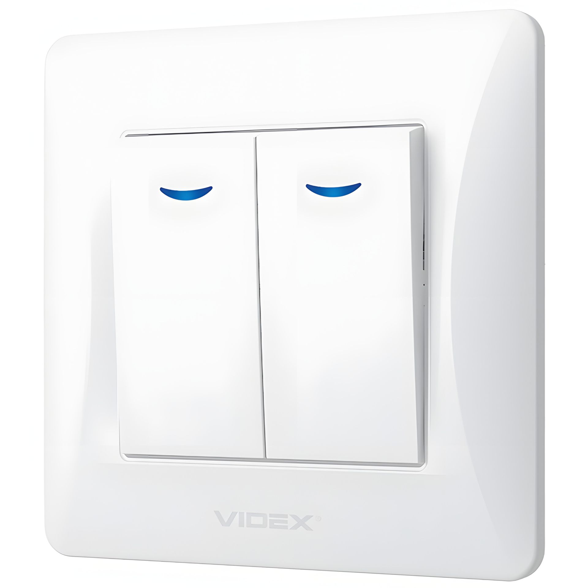 Выключатель 2-клавишный с подсветкой и огнеупорностью, VIDEX BINERA VF-BNSW2L-W белый Выключатель 2-клавишный с подсветкой и огнеупорностью, VIDEX BINERA VF-BNSW2L-W белый