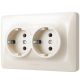 Подвійна розетка VIDEX BINERA VF-BNSK2G-CR кремова із заземленням та підвищеною вогнетривкістю