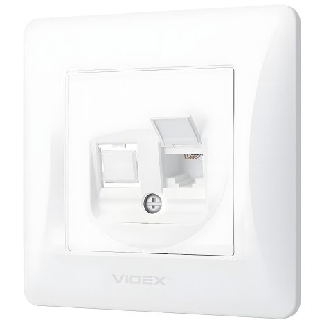 Розетка телефонна одинарна CAT3 VIDEX BINERA VF-BNSK1TF3-W біла Розетка телефонна одинарна CAT3 VIDEX BINERA VF-BNSK1TF3-W біла