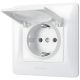 Розетка одинарна з заземленням, кришкою і підвищеною огнеупорністю VIDEX BINERA VF-BNSK1GС-W біла