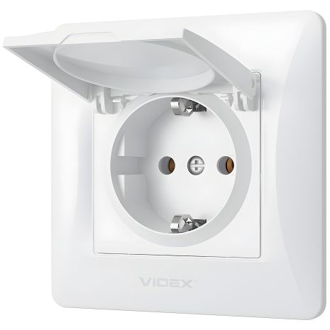 Розетка одинарна з заземленням, кришкою і підвищеною огнеупорністю VIDEX BINERA VF-BNSK1GС-W біла Розетка одинарна з заземленням, кришкою і підвищеною огнеупорністю VIDEX BINERA VF-BNSK1GС-W біла