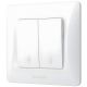 2-клавішний прохідний вимикач VIDEX BINERA VF-BNSW2P-W білий (з підвищеною вогнетривкістю)