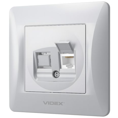Компьютерная розетка CAT6 VIDEX BINERA VF-BNSK1PC6-SS, серебристая Компьютерная розетка CAT6 VIDEX BINERA VF-BNSK1PC6-SS, серебристая