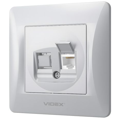 Компьютерная розетка CAT6 VIDEX BINERA VF-BNSK1PC6-SS, серебристая Компьютерная розетка CAT6 VIDEX BINERA VF-BNSK1PC6-SS, серебристая