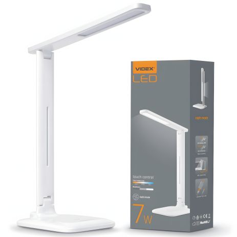 Светодиодная настольная лампа VIDEX VL-TF02W 7W 3000-5500K 220V с ночником, регулировкой яркости и температуры света Светодиодная настольная лампа VIDEX VL-TF02W 7W 3000-5500K 220V с ночником, регулировкой яркости и температуры света