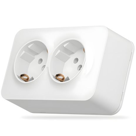 Наружная розетка с заземлением VIDEX – двойная, белая (BINERA VF-BNS22G-W)