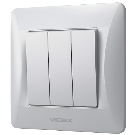 Трикімнатний вимикач VIDEX BINERA VF-BNSW3-SS срібний, вогнетривкий
