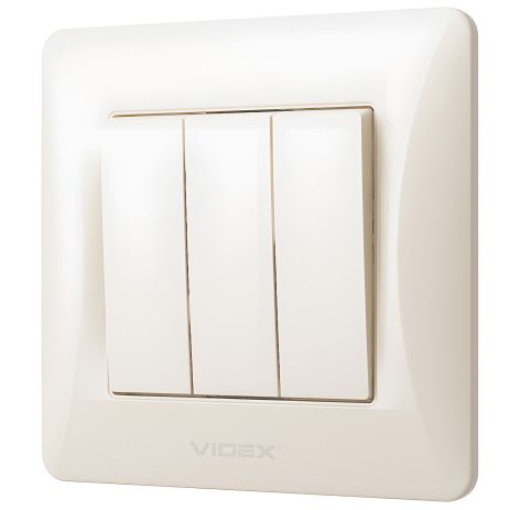 Трехклавишный выключатель с огнеупорностью VIDEX BINERA VF-BNSW3-CR кремовый Трехклавишный выключатель с огнеупорностью VIDEX BINERA VF-BNSW3-CR кремовый