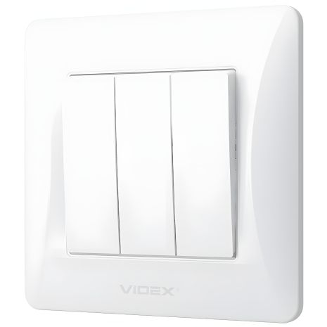Трехклавишный выключатель с повышенной огнестойкостью, VIDEX BINERA VF-BNSW3-W Трехклавишный выключатель с повышенной огнестойкостью, VIDEX BINERA VF-BNSW3-W