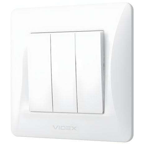 Трехклавишный выключатель с повышенной огнестойкостью, VIDEX BINERA VF-BNSW3-W Трехклавишный выключатель с повышенной огнестойкостью, VIDEX BINERA VF-BNSW3-W