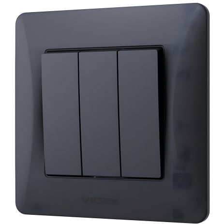 Трехклавишный выключатель с огнеупорностью VIDEX BINERA VF-BNSW3-BG черный графит Трехклавишный выключатель с огнеупорностью VIDEX BINERA VF-BNSW3-BG черный графит