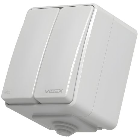 Зовнішній вимикач захищений 2-клавішний VIDEX BINERA IP65 VF-BNW12-G