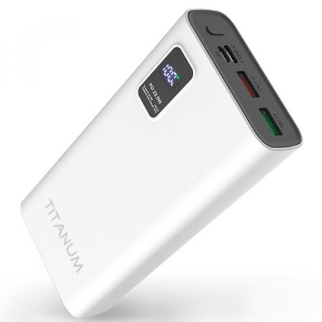 Повербанк с быстрой зарядкой TITANUM TPB-727S-W 20000mAh 22.5W Li-Pol Type-C White