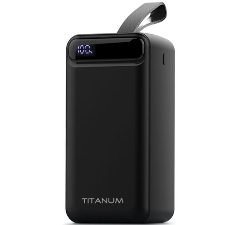 Повербанк TITANUM TPB-741-B 50000mAh Micro USB, Type-C, 2USB Black с подсветкой