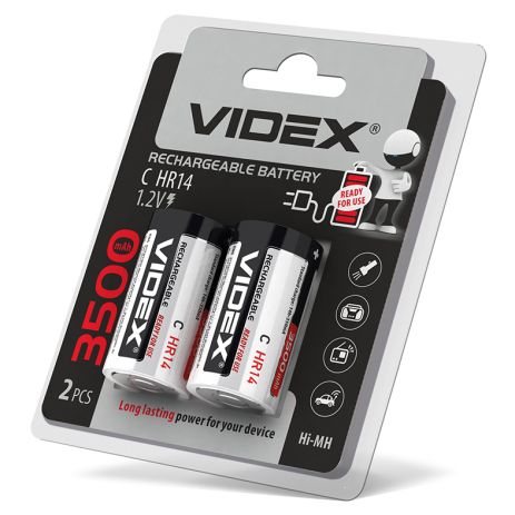 Акумулятори Videx HR14/C 3500mAh 2 шт. у блістері, готові до використання з упаковки (24475)