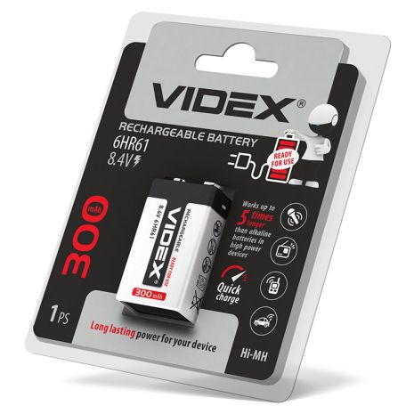 Акумулятори Videx 6HR61 300mAh 8.4 V blister ready for usе (24477)