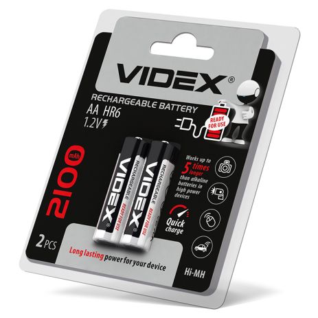 Акумулятори Videx HR6/AA 2100mAh 2 шт. у блістері, готові до використання з упаковки (23340)