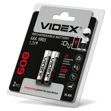 Акумулятори Videx HR03/AAA 600mAh 2 шт у блістері (23334)