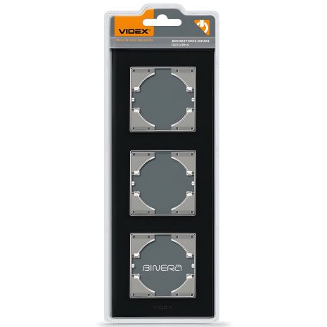 Рамка на 3 поста VIDEX BINERA VF-BNFRG3V-B вертикальная черная