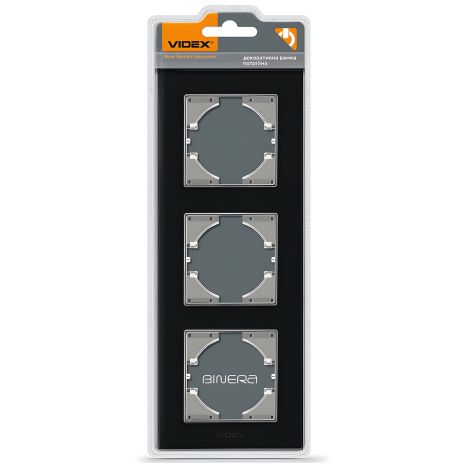 Рамка на 3 поста VIDEX BINERA VF-BNFRG3V-B вертикальная черная