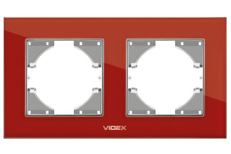 Горизонтальная красная рамка на 2 поста VIDEX BINERA VF-BNFRG2H-RD