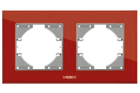 Горизонтальная красная рамка на 2 поста VIDEX BINERA VF-BNFRG2H-RD