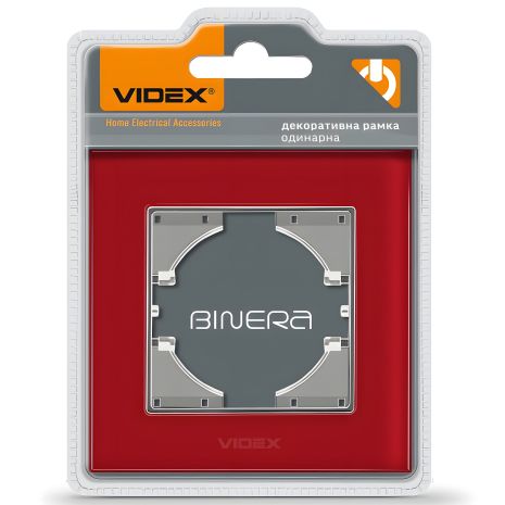 Рамка VIDEX BINERA VF-BNFRG1H-RD на 1 пост червона горизонтальна Рамка VIDEX BINERA VF-BNFRG1H-RD на 1 пост червона горизонтальна