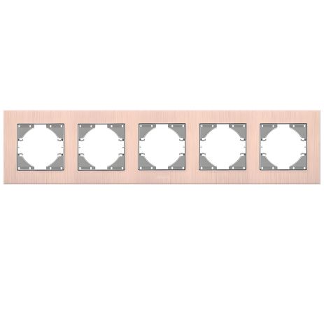 Алюминиевая рамка на 5 постов горизонтальная VIDEX BINERA VF-BNFRA5H-CP медного цвета