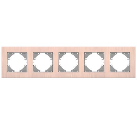 Алюминиевая рамка на 5 постов горизонтальная VIDEX BINERA VF-BNFRA5H-CP медного цвета