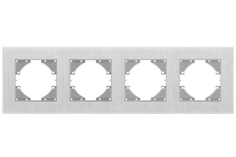 Рамка VIDEX BINERA VF-BNFRA4H-SL, алюмінієва, горизонтальна, 4 поста, срібляста