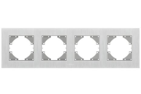 Рамка VIDEX BINERA VF-BNFRA4H-SL, алюмінієва, горизонтальна, 4 поста, срібляста