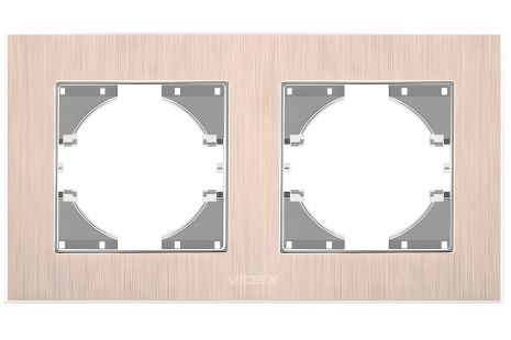 Горизонтальная алюминиевая рамка на 2 поста VIDEX BINERA VF-BNFRA2H-CP, медного цвета