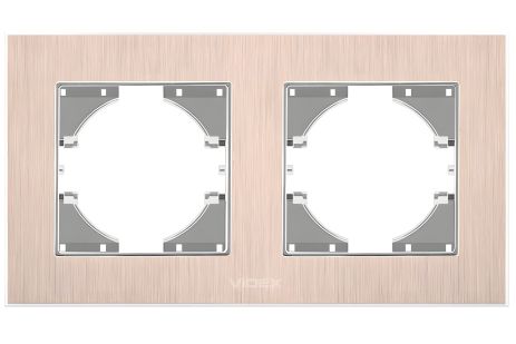 Горизонтальная алюминиевая рамка на 2 поста VIDEX BINERA VF-BNFRA2H-CP, медного цвета