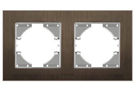 Алюминиевая двойная горизонтальная рамка VIDEX BINERA VF-BNFRA2H-CH шоколадного цвета