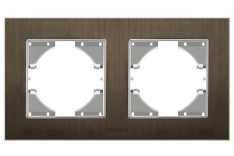 Горизонтальна алюмінієва рамка на 2 поста VIDEX BINERA VF-BNFRA2H-CH, шоколадна