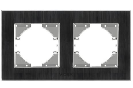 Рамка алюминиевая горизонтальная на 2 поста VIDEX BINERA VF-BNFRA2H-B черная