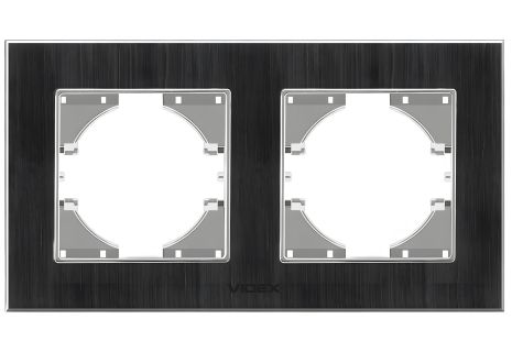 Рамка алюминиевая горизонтальная на 2 поста VIDEX BINERA VF-BNFRA2H-B черная Рамка алюминиевая горизонтальная на 2 поста VIDEX BINERA VF-BNFRA2H-B черная