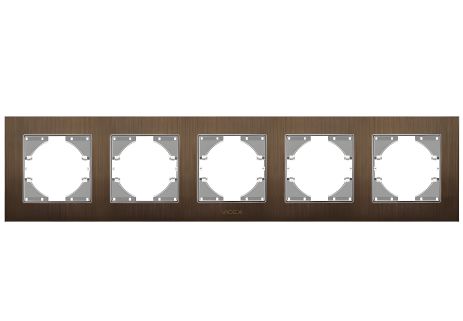 Горизонтальная алюминиевая рамка на 5 постов VIDEX BINERA VF-BNFRA5H-CH шоколадная